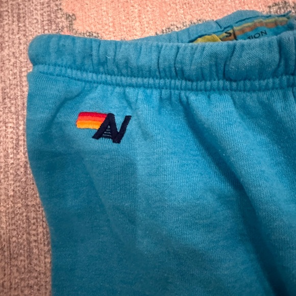 Teal Aviator Nation Sweatpants with Neon Stripes - Picture 3 of 6